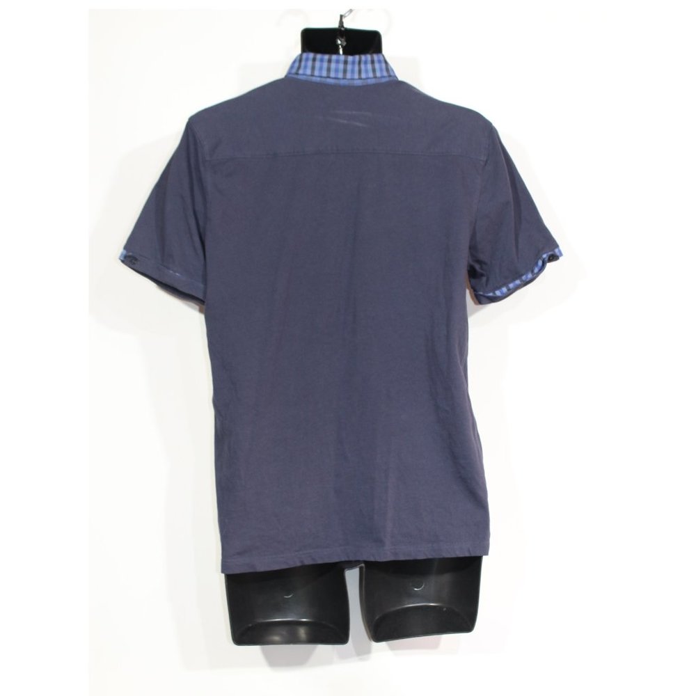 Ted Baker Polo Shirt 4 Large Blue Summer Checkered Collar Short Sleeve Mens - Picture 7 of 10